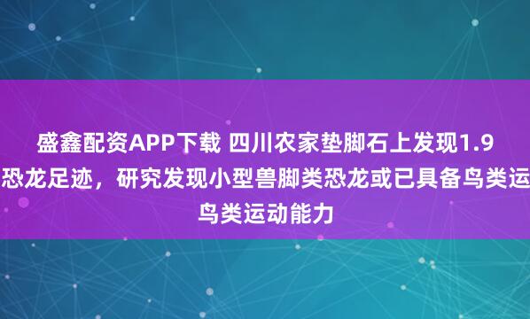 盛鑫配资APP下载 四川农家垫脚石上发现1.9亿年前恐龙足迹，研究发现小型兽脚类恐龙或已具备鸟类运动能力