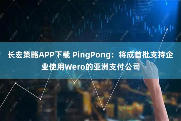 长宏策略APP下载 PingPong：将成首批支持企业使用Wero的亚洲支付公司